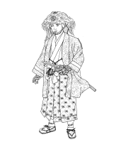 A coloring page of japanese clothing